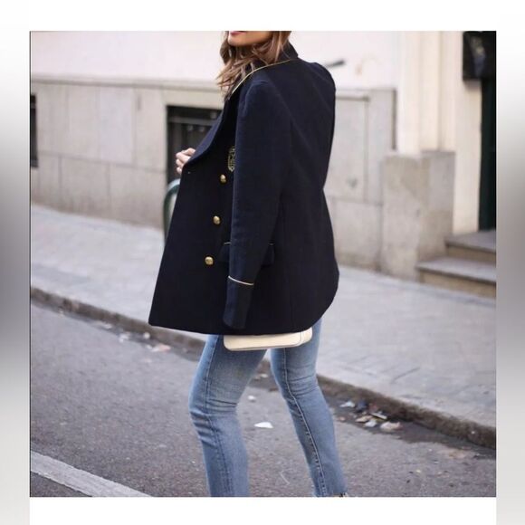 ZARA NAUTICAL BREASTED COAT JACKET NWT size M - Picture 4 of 13